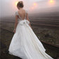Lace Train Sweep/Brush Sleeveless A-Line/Princess V-neck Chiffon Wedding Dresses