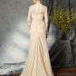 Long Lace 3/4 Sleeves Sweetheart A-Line/Princess of Mother Chiffon the Bride Dresses