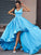 A-Line/Princess V-neck Satin Ruffles Sleeveless Asymmetrical Dresses