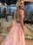 Halter A-Line/Princess Tulle Applique Sleeveless Floor-Length Two Piece Dresses