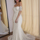 Applique Short Court Lace Sleeves Trumpet/Mermaid Off-the-Shoulder Train Wedding Dresses