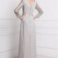 Sleeves V-neck Long Lace Sheath/Column Long Chiffon Dresses