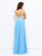 V-neck A-Line/Princess Lace Sleeveless Long Chiffon Dresses