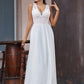 Chiffon A-Line/Princess Sleeveless V-neck Lace Sweep/Brush Train Wedding Dresses
