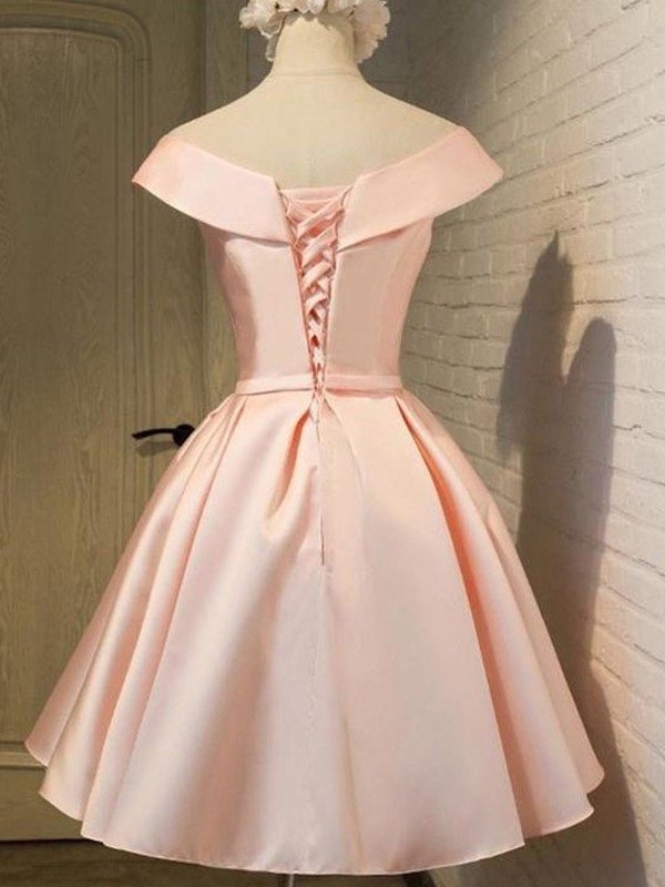 Sash/Ribbon/Belt Sleeveless A-Line/Princess V-neck Satin Short/Mini Dresses
