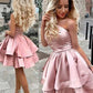 Sleeveless One-Shoulder A-Line/Princess Charmeuse Ruffles Short/Mini Homecoming Dresses