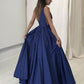 V-neck A-Line/Princess Sleeveless Floor-Length Taffeta Dresses