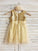 Tea-Length Scoop Sleeveless Ruffles A-line/Princess Sequins Flower Girl Dresses