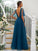 V-neck A-Line/Princess Tulle Short Sleeves Ruffles Floor-Length Bridesmaid Dresses
