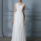 V-neck A-Line/Princess Chiffon Court Sleeveless Train Wedding Dresses