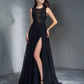 Applique Sleeveless A-Line/Princess Scoop Long Chiffon Dresses