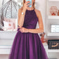 Tulle Halter Beading A-Line/Princess Sleeveless Short/Mini Homecoming Dresses