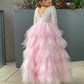 Sleeves 3/4 A-Line/Princess Tulle Scoop Lace Ankle-Length Flower Girl Dresses