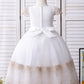 Short Gown Lace Ball Scoop Ankle-Length Flower Sleeves Hand-Made Flower Girl Dresses