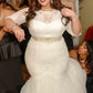 Sleeves Trumpet/Mermaid Off-the-Shoulder Sweep/Brush Tulle 1/2 Lace Train Wedding Dresses