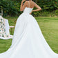 Sweep/Brush Sleeveless Gown V-neck Ball Lace Ruffles Train Wedding Dresses