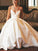 Sweep/Brush Sleeveless Ruched A-Line/Princess V-neck Satin Train Wedding Dresses