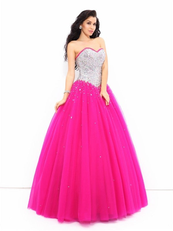 Gown Sleeveless Ball Beading Long Sweetheart Satin Quinceanera Dresses