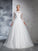Long Bateau Long Ball Gown Lace Sleeves Net Wedding Dresses