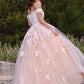 Off-the-Shoulder Applique Tulle A-Line/Princess Sleeveless Floor-Length Dresses