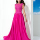Sleeveless A-Line/Princess Neck Lace Sheer Long Chiffon Dresses