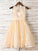Lace Sash/Ribbon/Belt Scoop Sleeveless Tea-Length A-Line/Princess Flower Girl Dresses