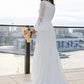 Sash/Ribbon/Belt Lace Sweep/Brush Long Sleeves A-Line/Princess V-neck Train Wedding Dresses