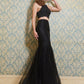 Sleeveless Straps Trumpet/Mermaid Spaghetti Floor-Length Applique Tulle Two Piece Dresses