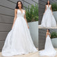 V-neck Lace Sleeveless Ruched A-Line/Princess Sweep/Brush Train Wedding Dresses