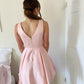 Ruffles V-neck Sleeveless Satin A-Line/Princess Short/Mini Homecoming Dresses
