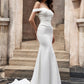 Stretch Off-the-Shoulder Trumpet/Mermaid Ruched Sweep/Brush Sleeveless Crepe Train Wedding Dresses