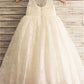 Ankle-Length Scoop A-line/Princess Sleeveless Lace Flower Girl Dresses