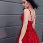 A-Line/Princess V-neck Floor-Length Tulle Applique Sleeveless Dresses