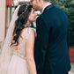 Ruched Short Sleeves V-neck Lace A-Line/Princess Floor-Length Wedding Dresses