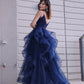 Tulle Layers V-neck A-Line/Princess Sleeveless Floor-Length Dresses