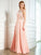 A-Line/Princess Scoop Sleeveless Beading Satin Floor-Length Dresses