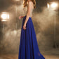 A-Line/Princess Floor-Length Scoop Sleeveless Crystal Chiffon Dresses