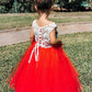 Tulle Sleeveless A-Line/Princess Lace Scoop Tea-Length Flower Girl Dresses