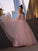 Flower Hand-Made Long Gown Ball Tulle Sleeves Off-the-Shoulder Floor-Length Dresses