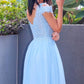 A-Line/Princess Floor-Length Off-the-Shoulder Sleeveless Chiffon Applique Dresses