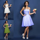 Hand-Made Sleeveless Short A-Line/Princess Strapless Flower Chiffon Bridesmaid Dresses