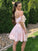 Applique Sleeveless Lace Off-the-Shoulder A-Line/Princess Short/Mini Homecoming Dresses