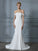 Trumpet/Mermaid Sleeveless Sweep/Brush Off-the-Shoulder Chiffon Lace Train Wedding Dresses