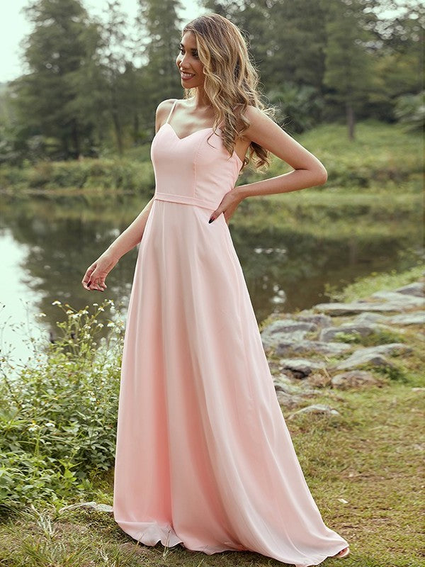Chiffon A-Line/Princess Sweetheart Sleeveless Sash/Ribbon/Belt Floor-Length Bridesmaid Dresses