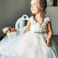 Sleeveless V-neck Lace Ankle-Length Tulle A-Line/Princess Flower Girl Dresses