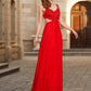 Sleeveless Straps Floor-Length A-Line/Princess Applique Chiffon Dresses