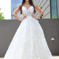 Sleeveless Applique V-neck Tulle A-Line/Princess Floor-Length Wedding Dresses