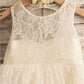 Ankle-Length Scoop A-line/Princess Sleeveless Lace Flower Girl Dresses