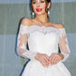 Sleeves Gown Ball Long Lace Bateau Floor-Length Wedding Dresses