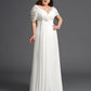 Long Ruched A-Line/Princess Short Off-the-Shoulder Chiffon Sleeves Plus Size Dresses